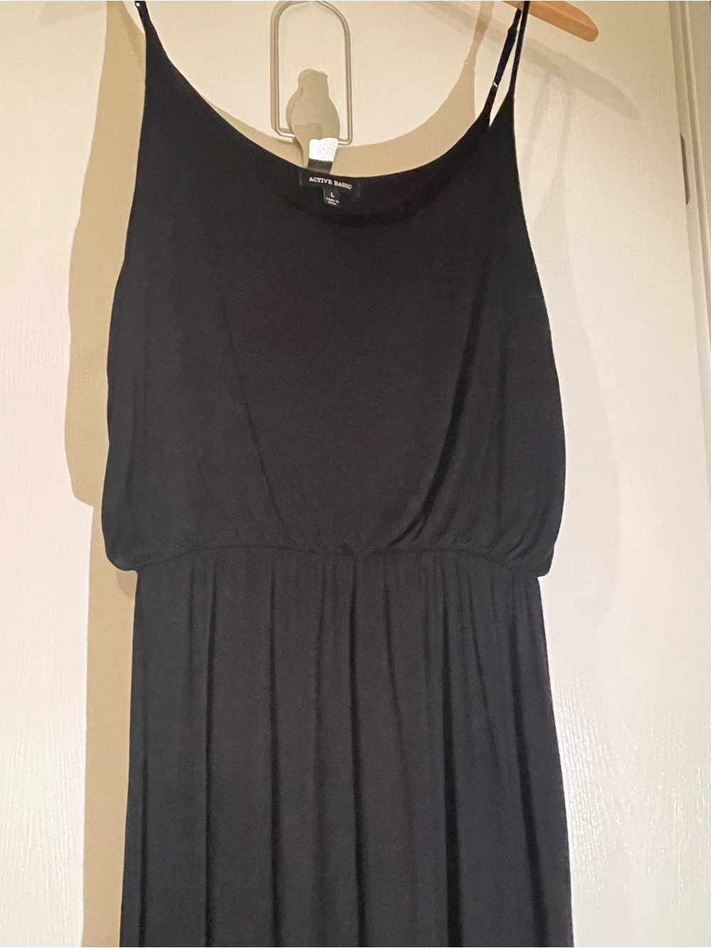 Active Basic Black Sleeveless Maxi Dress with Thin Straps